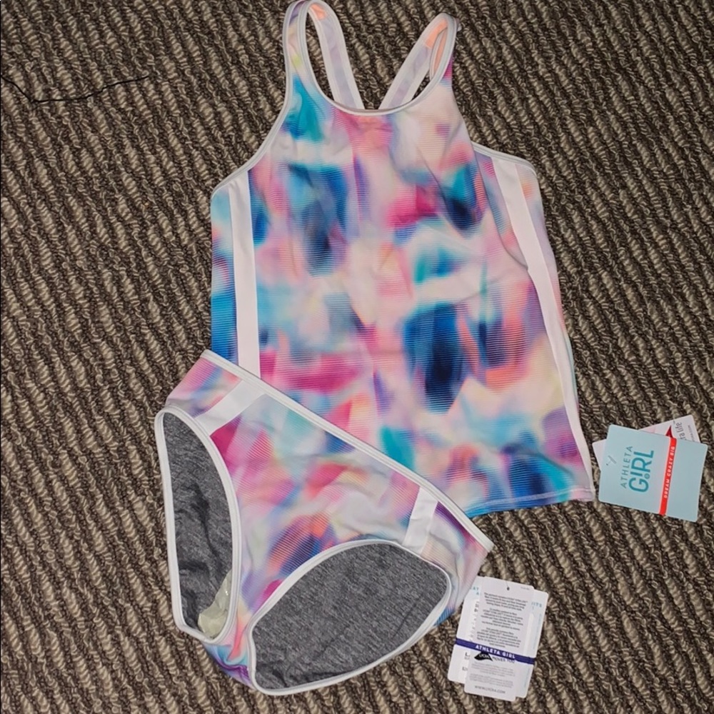 Athlete girl two piece reversible tankini